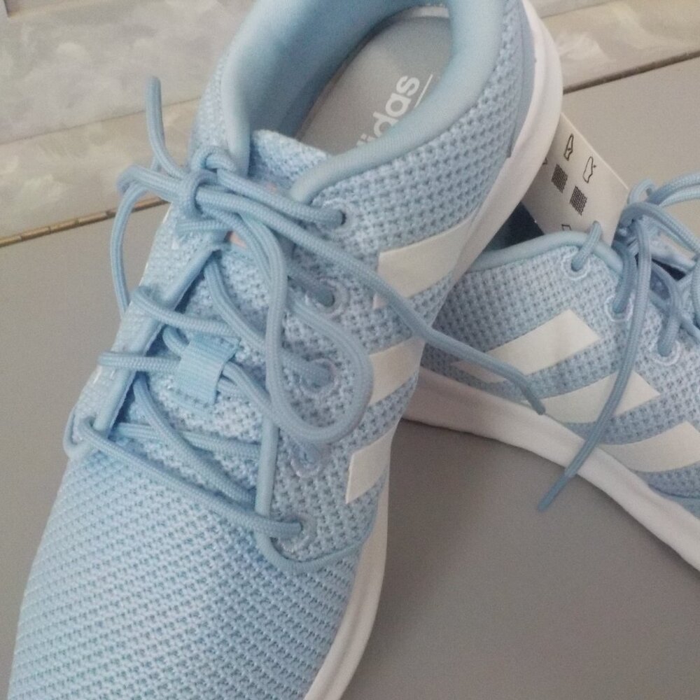 ADIDAS CLOUDFORM WOMENS SIZE 6M LIGHT BLUE AND WHITE QT RACER SNEAKERS - Picture 8 of 11